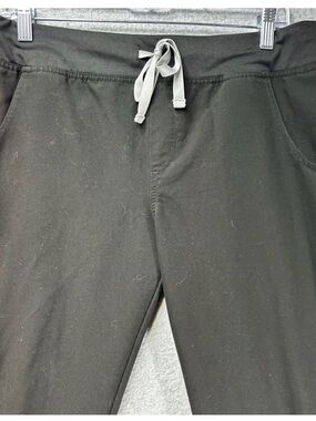 Figs Black Track Pants with Gray Drawstring
